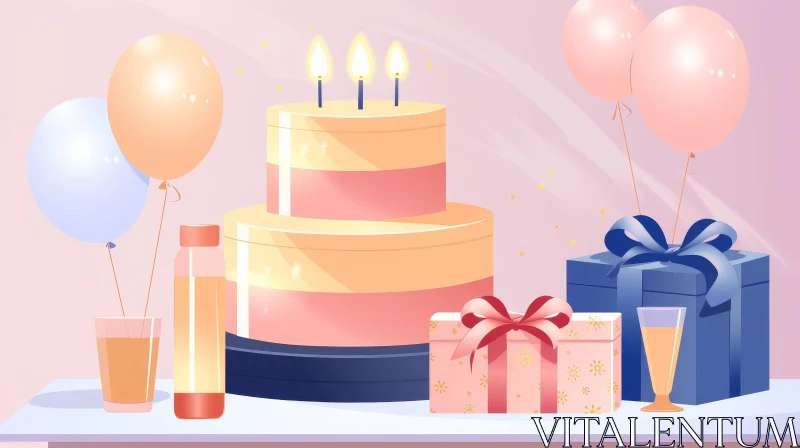 Birthday Party Cartoon Illustration AI Image