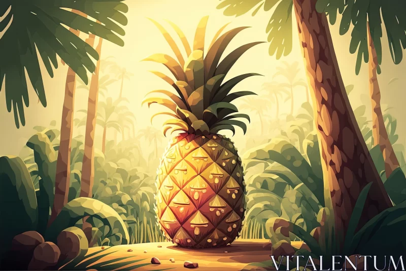 Captivating Pineapple Illustration in Enchanting Forest | 2D Game Art AI Image