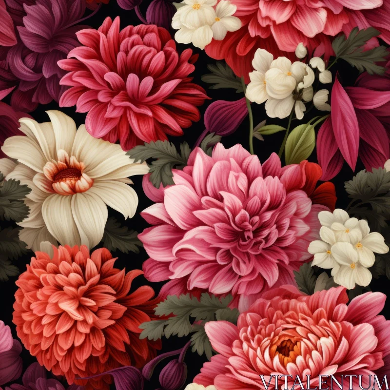 AI ART Dark Floral Seamless Pattern - Background Design