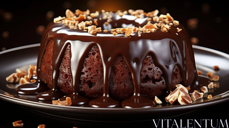 Decadent Chocolate Cake with Nuts - Irresistible Dessert Delight AI Image