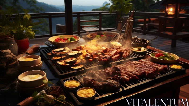 Delicious Grill Feast with Meats and Vegetables AI Image