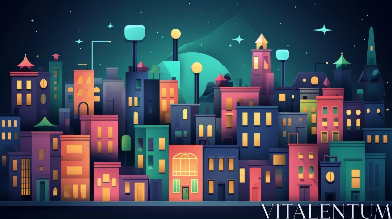 Enigmatic Cityscape at Night AI Image