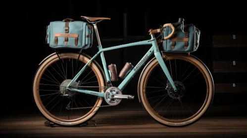 Light Blue Bicycle with Brown Tires
