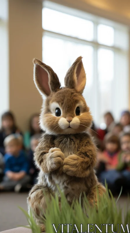 Stuffed Rabbit Engages Children's Audience - An Interactive Experience AI Image