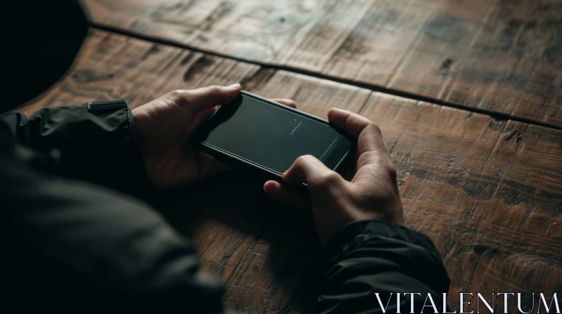 Stylish Person Holding a Black Smartphone | Modern Technology Image AI Image