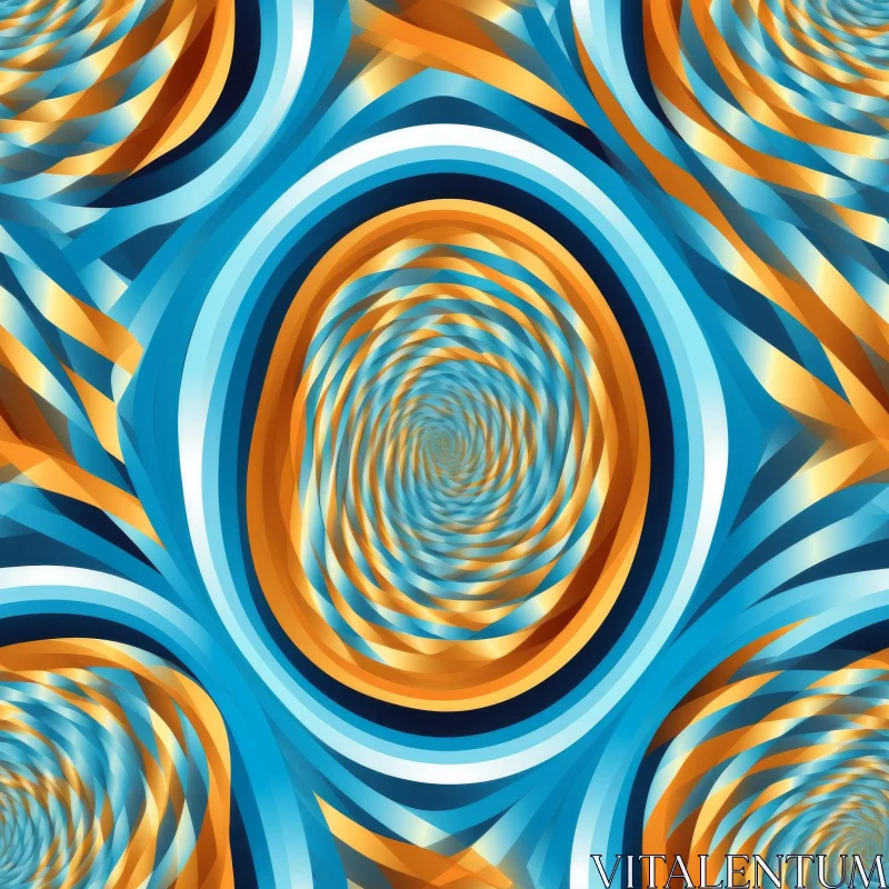 Blue and Orange Spiral Pattern AI Image