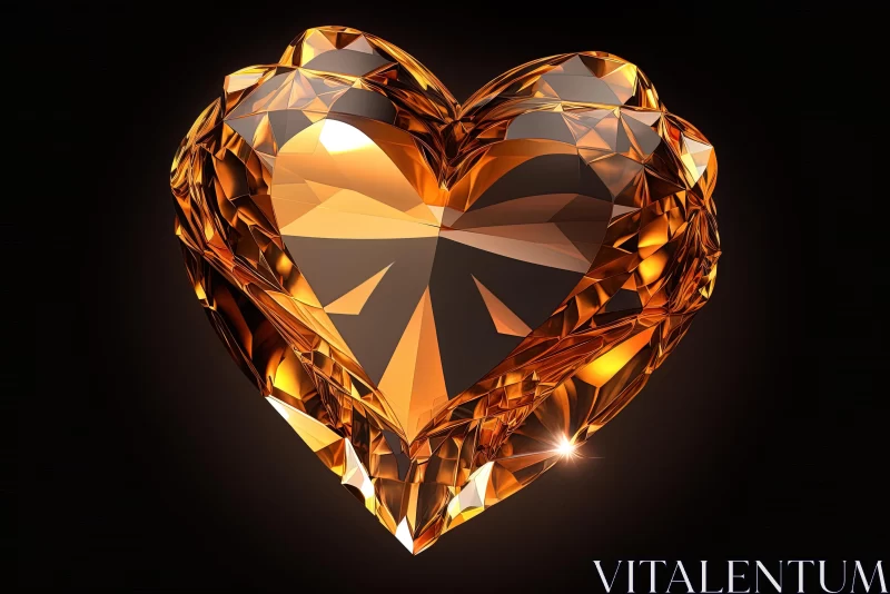 Captivating Heart-Shaped Diamond on Black Background AI Image