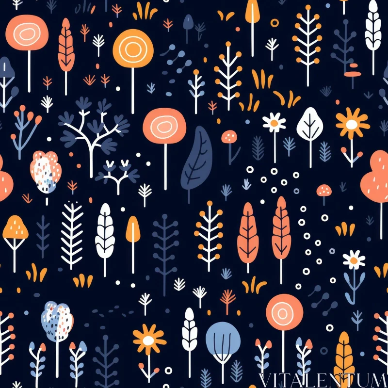 Cheerful Forest Elements Seamless Pattern AI Image