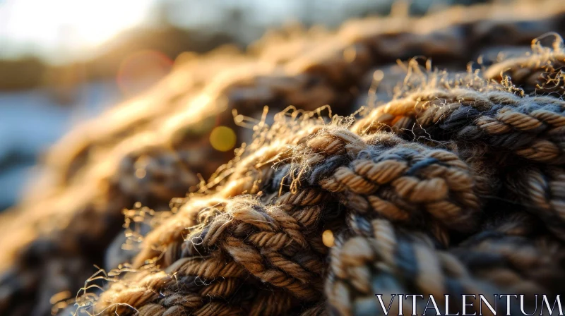 Close-up Photo of Brown Rope  Natural Fiber Texture AI Art images —