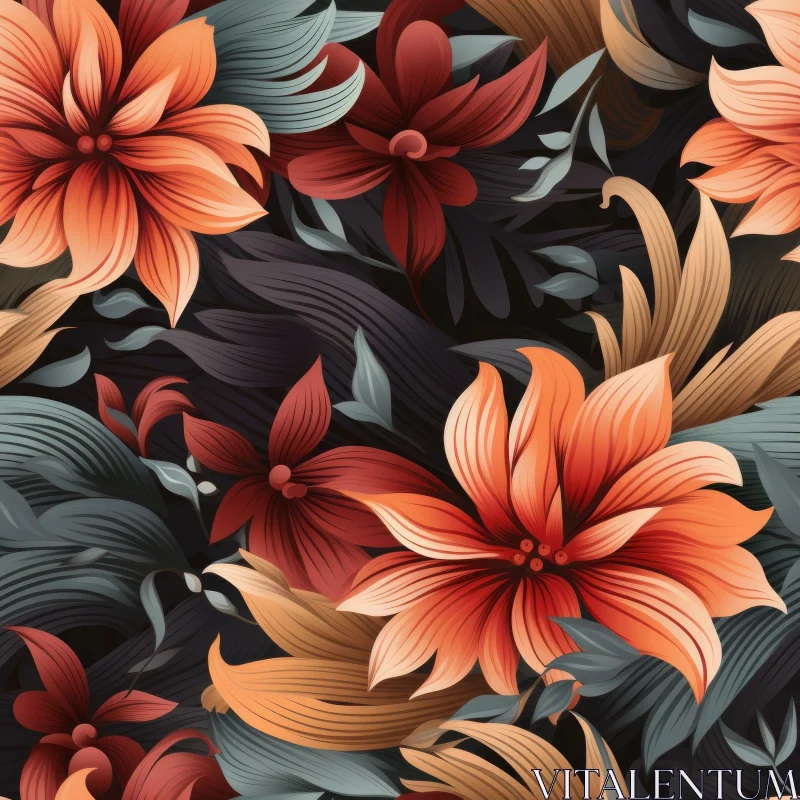 AI ART Dark Floral Seamless Pattern for Fabric and Wallpaper