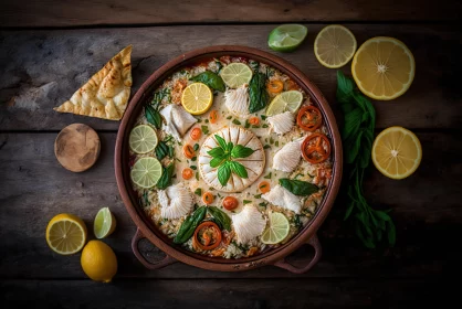 Exquisite Spicy Greek Fish Rice with Lemon - Vibrant Flavors