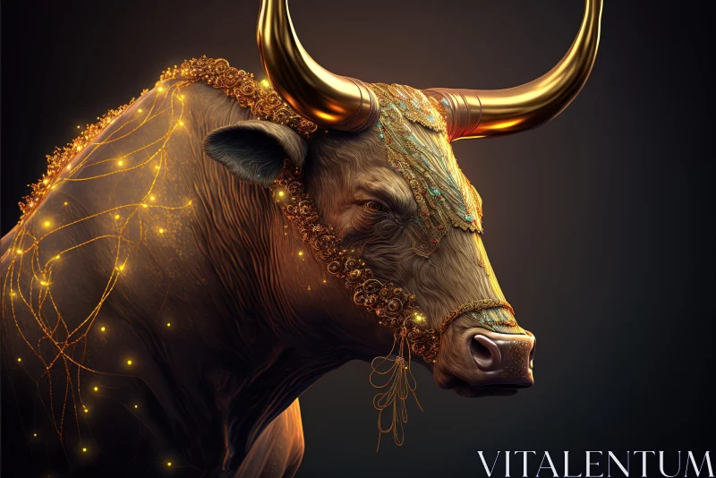 Golden Bull Illustration: A Mesmerizing Display of Elegance and Power AI Image