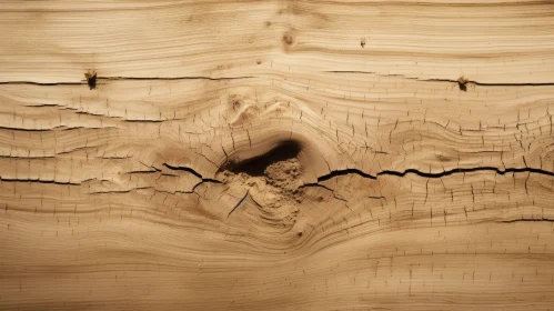 Rustic Wooden Surface with Knot - Close-up Detail
