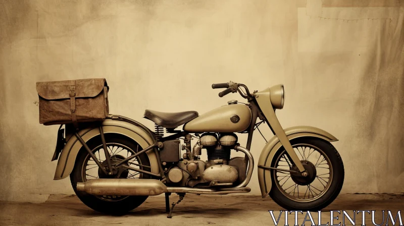 Vintage Motorcycle with Leather Saddlebag AI Image