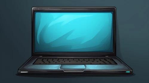 Black Laptop Cartoon Illustration