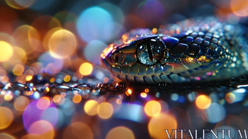 Captivating Close-up: Majestic Snake with Iridescent Scales AI Image