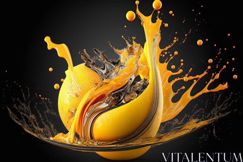 Captivating Orange Juice Splashing Artwork on Black Background AI Image