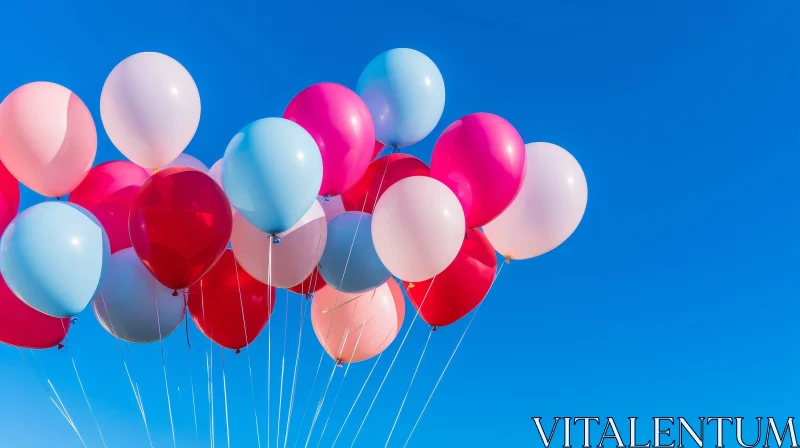 Colorful Balloons on Blue Background AI Image