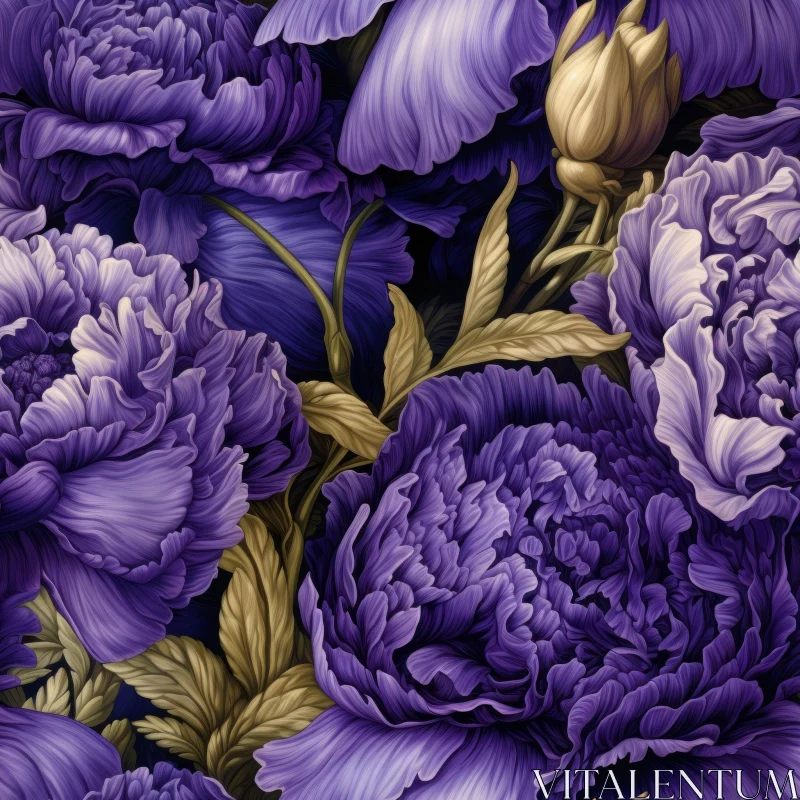 Elegant Purple Peony Seamless Pattern for Fabric and Wallpaper AI Image
