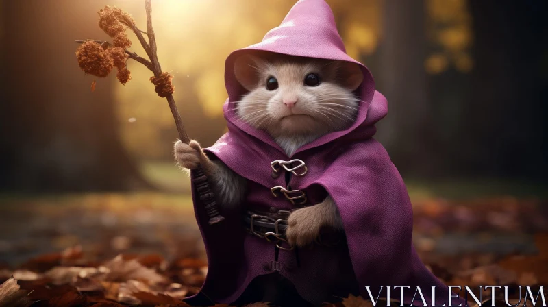 AI ART Enchanting Hamster Wizard in Forest
