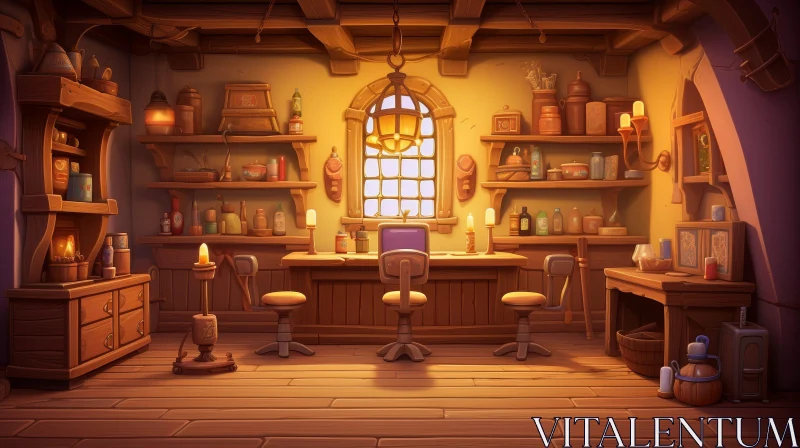 Enigmatic Alchemist's Laboratory - Cartoon Illustration AI Image