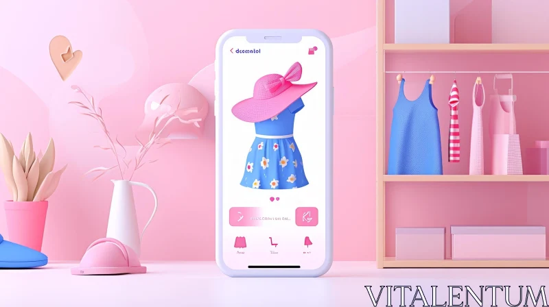 Exquisite 3D Rendering: Mobile Phone with Online Shopping App