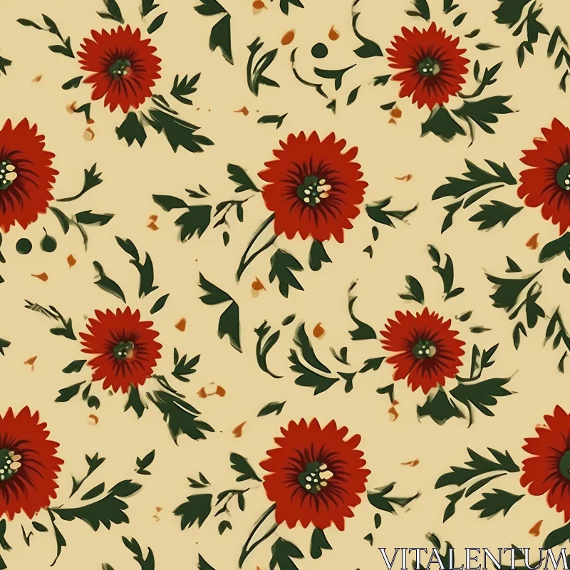 Floral Pattern with Yellow Background AI Image