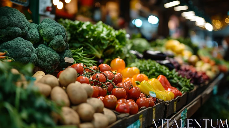 Fresh Vegetables on Sale at a Market: A Close-Up Image AI Image