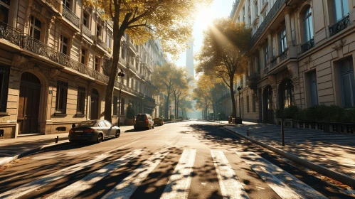Paris Street Scene: Serene Avenue with Detailed Buildings