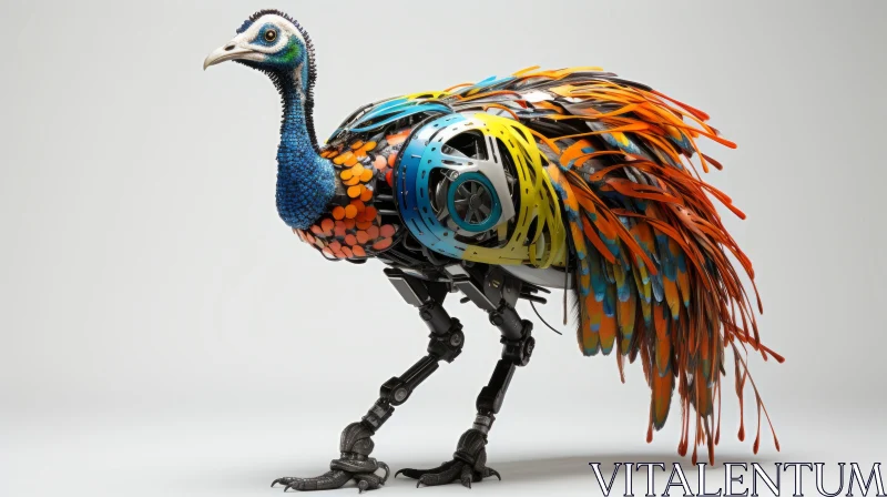 Robotic Bird Sculpture from Recycled Materials AI Image