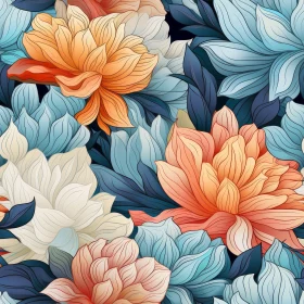 Dark Blue Floral Pattern for Fabric and Wallpaper