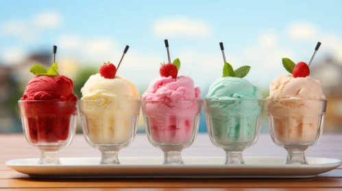 Delicious Ice Cream Flavors in Glass Bowls