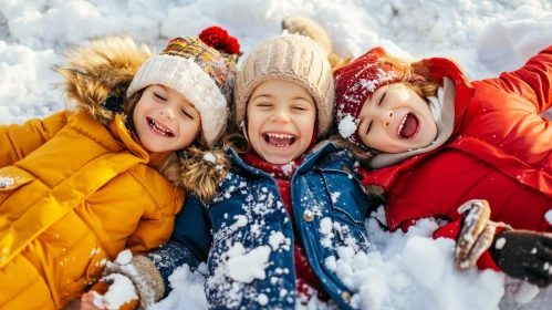 Joyful Children Playing in Snow - Winter Fun