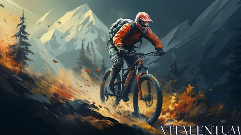 Mountain Biker Downhill Adventure AI Image