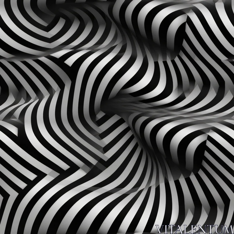AI ART Unique Black and White Distorted Stripes Pattern