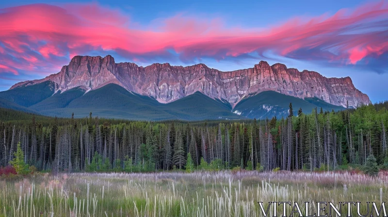 Canadian Rockies Sunset Landscape AI Image