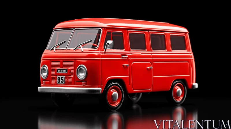 Charming Red Van: Realistic and Detailed Rendering AI Image