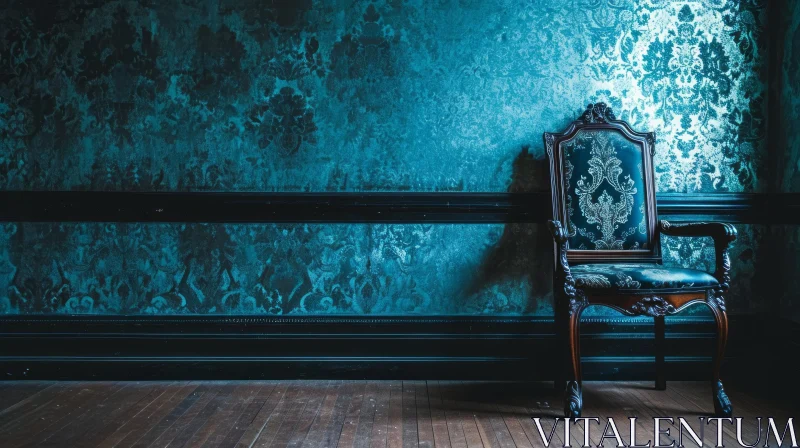 Dark and Atmospheric Photograph of an Antique Chair AI Image