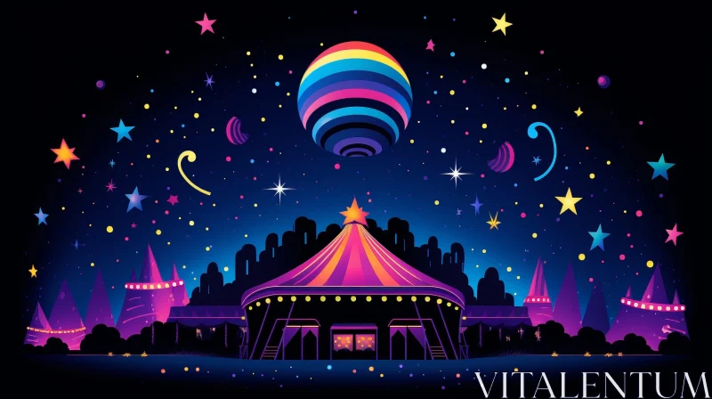 Enchanting Circus Tent Night Illustration AI Image