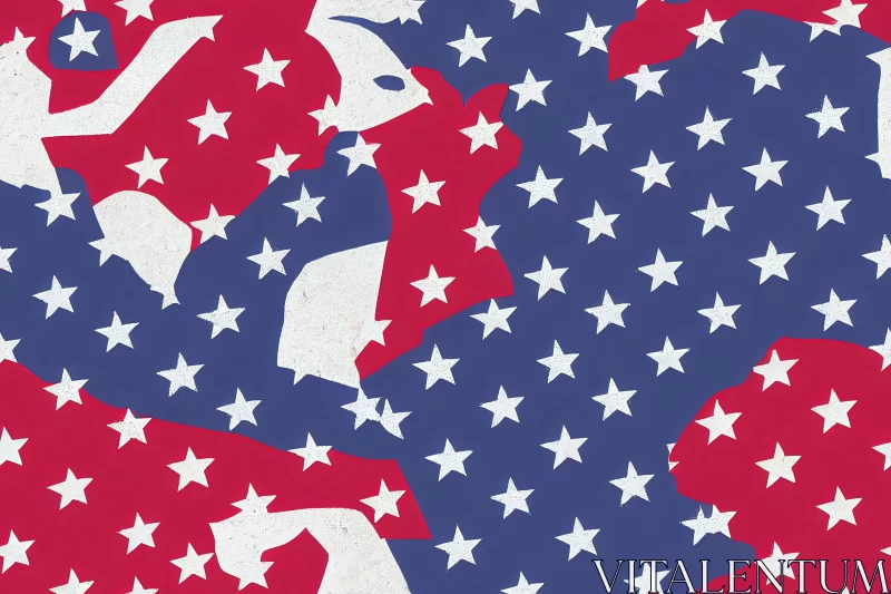 AI ART Fragmented Figure American Flag Wallpaper - Pop Art