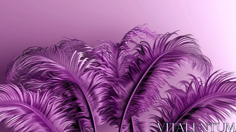 Purple Ostrich Feathers - A Captivating Display of Softness AI Image