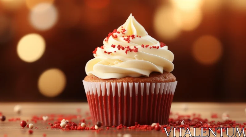 AI ART Scrumptious Red Velvet Cupcake with White Frosting