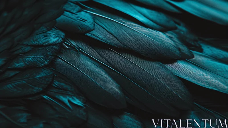 AI ART Close-up of Black Raven Feathers | Dark Blue with Hint of Green