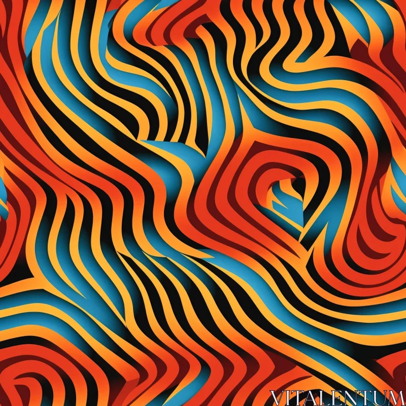AI ART Colorful Abstract Seamless Pattern with Psychedelic Waves