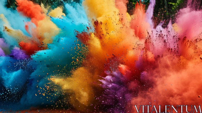 Colorful Powder Explosion on Black Background AI Image