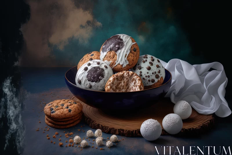 AI ART Delicious Cookies in a Bowl - Textured Landscapes and Multi-layered Compositions