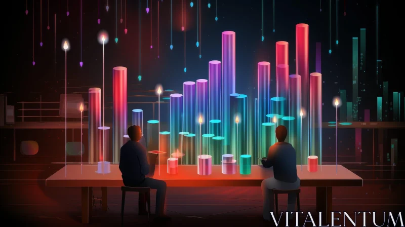AI ART Enigmatic Candlelit Encounter in 3D Room