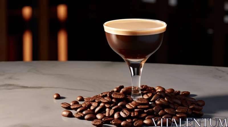 Espresso Martini on Marble Table AI Image