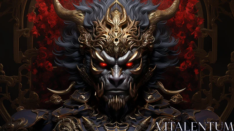 Malevolent Demon Fantasy Portrait | Intricate Tattoos & Armor AI Image