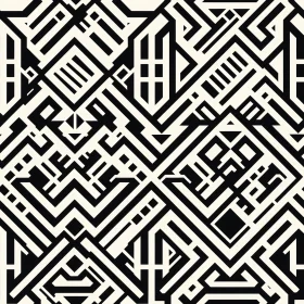 Retro Geometric Black and White Pattern